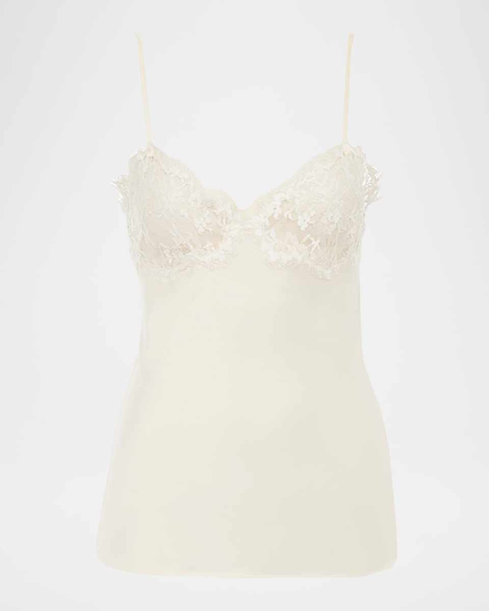 Lace-Trim Silk Cami Top